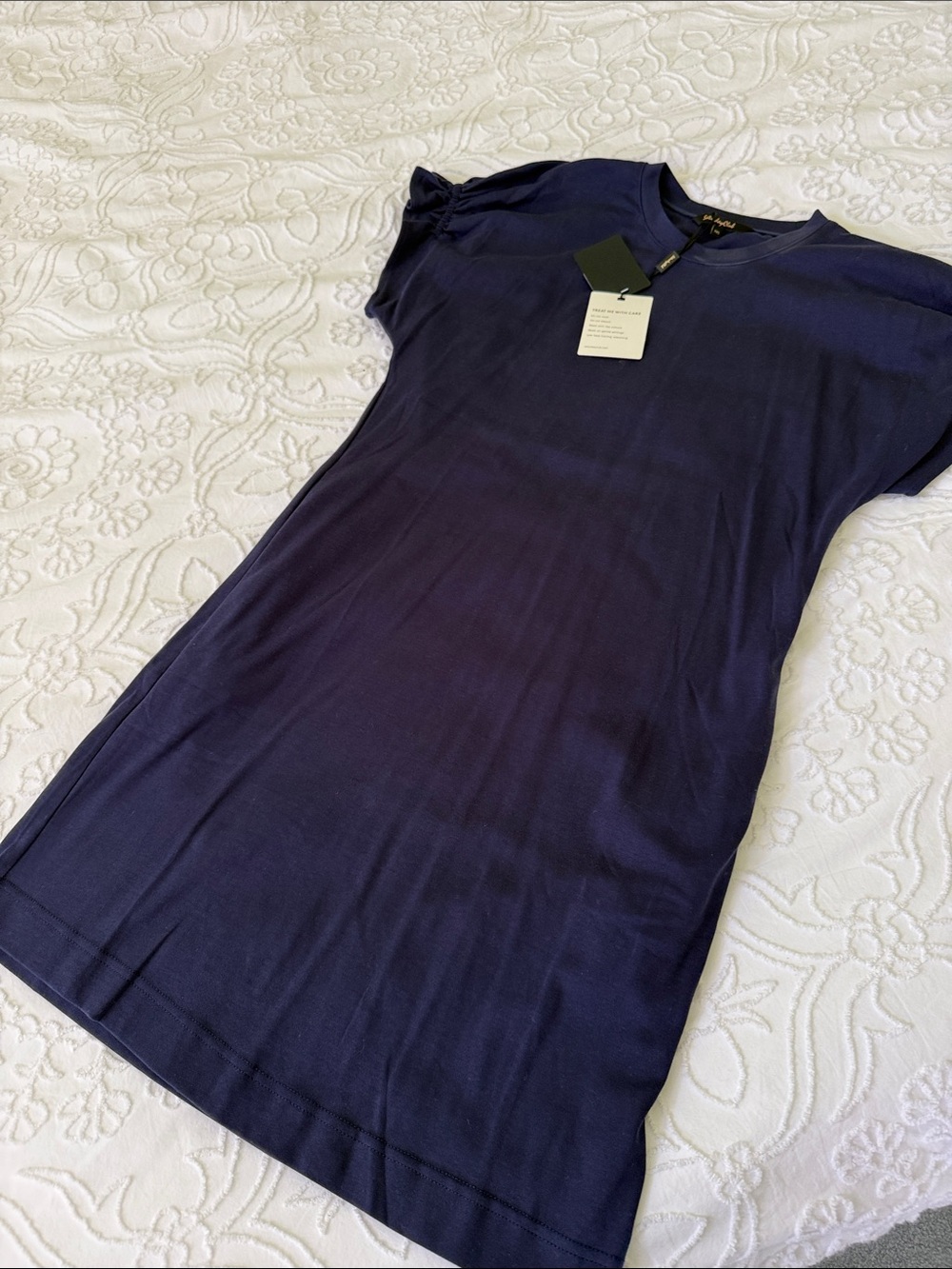 Navy Short Sleeve Shift Dress